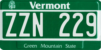 VT license plate ZZN229