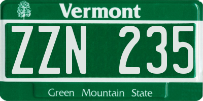 VT license plate ZZN235