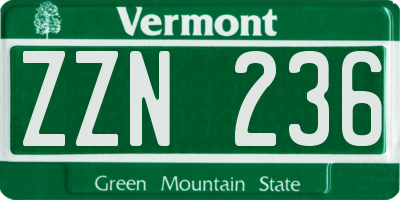 VT license plate ZZN236