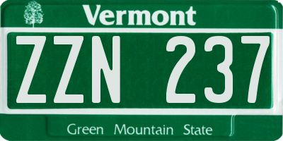 VT license plate ZZN237