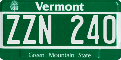 VT license plate ZZN240