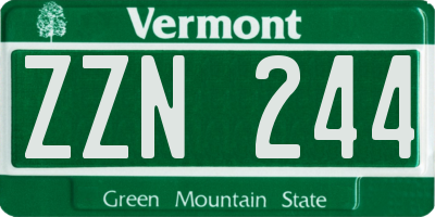 VT license plate ZZN244
