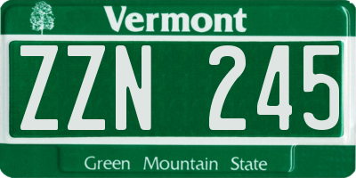 VT license plate ZZN245