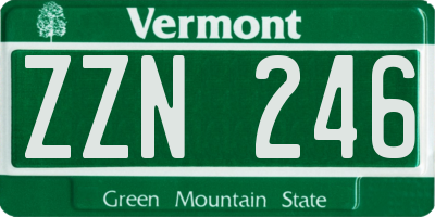 VT license plate ZZN246