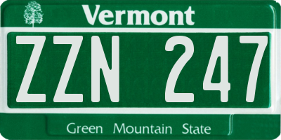 VT license plate ZZN247