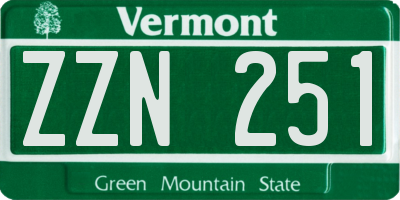 VT license plate ZZN251