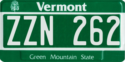 VT license plate ZZN262