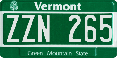 VT license plate ZZN265