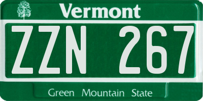 VT license plate ZZN267