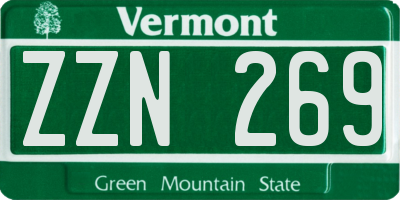 VT license plate ZZN269
