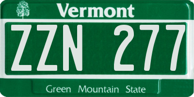 VT license plate ZZN277