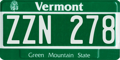VT license plate ZZN278
