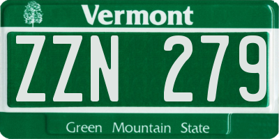 VT license plate ZZN279