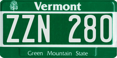 VT license plate ZZN280