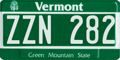 VT license plate ZZN282