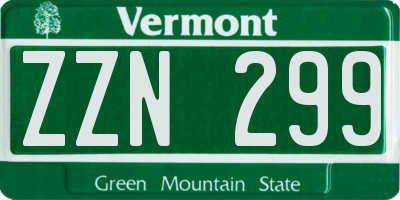 VT license plate ZZN299