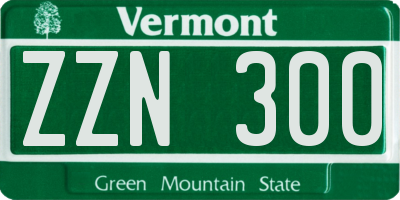 VT license plate ZZN300