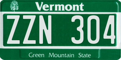 VT license plate ZZN304