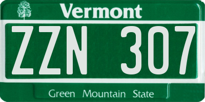 VT license plate ZZN307