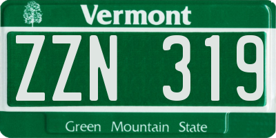 VT license plate ZZN319