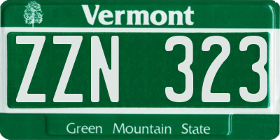 VT license plate ZZN323