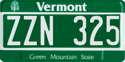 VT license plate ZZN325