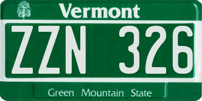 VT license plate ZZN326