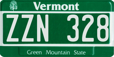 VT license plate ZZN328