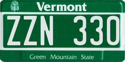 VT license plate ZZN330