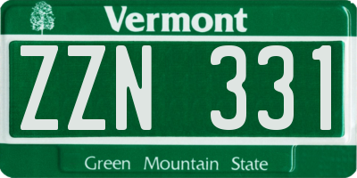 VT license plate ZZN331