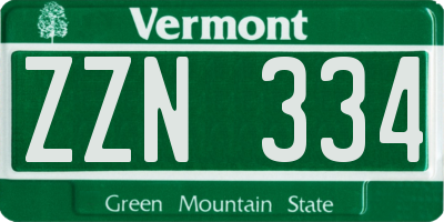 VT license plate ZZN334