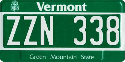 VT license plate ZZN338