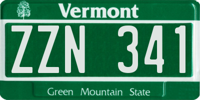 VT license plate ZZN341