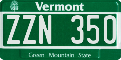 VT license plate ZZN350