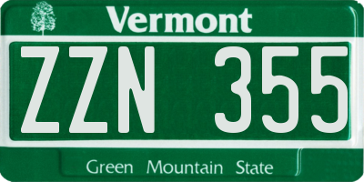 VT license plate ZZN355