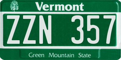 VT license plate ZZN357