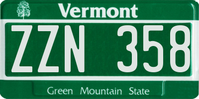 VT license plate ZZN358