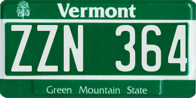 VT license plate ZZN364