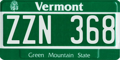 VT license plate ZZN368