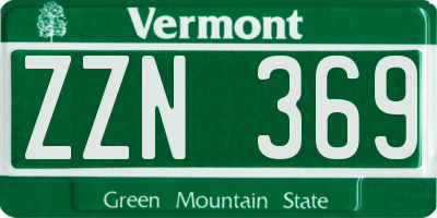 VT license plate ZZN369