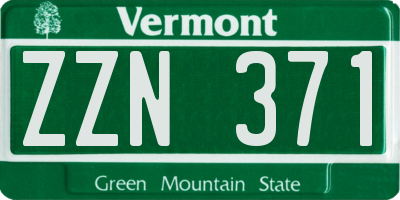 VT license plate ZZN371