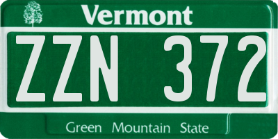 VT license plate ZZN372