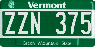 VT license plate ZZN375