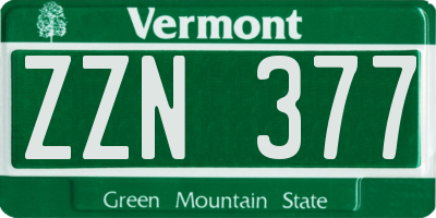 VT license plate ZZN377