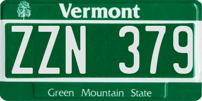 VT license plate ZZN379
