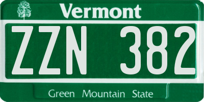 VT license plate ZZN382