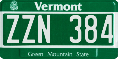 VT license plate ZZN384