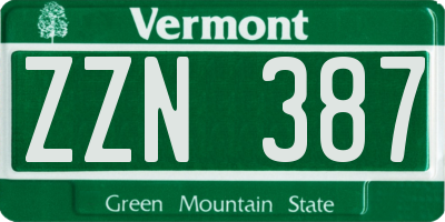 VT license plate ZZN387
