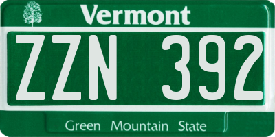 VT license plate ZZN392