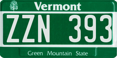 VT license plate ZZN393